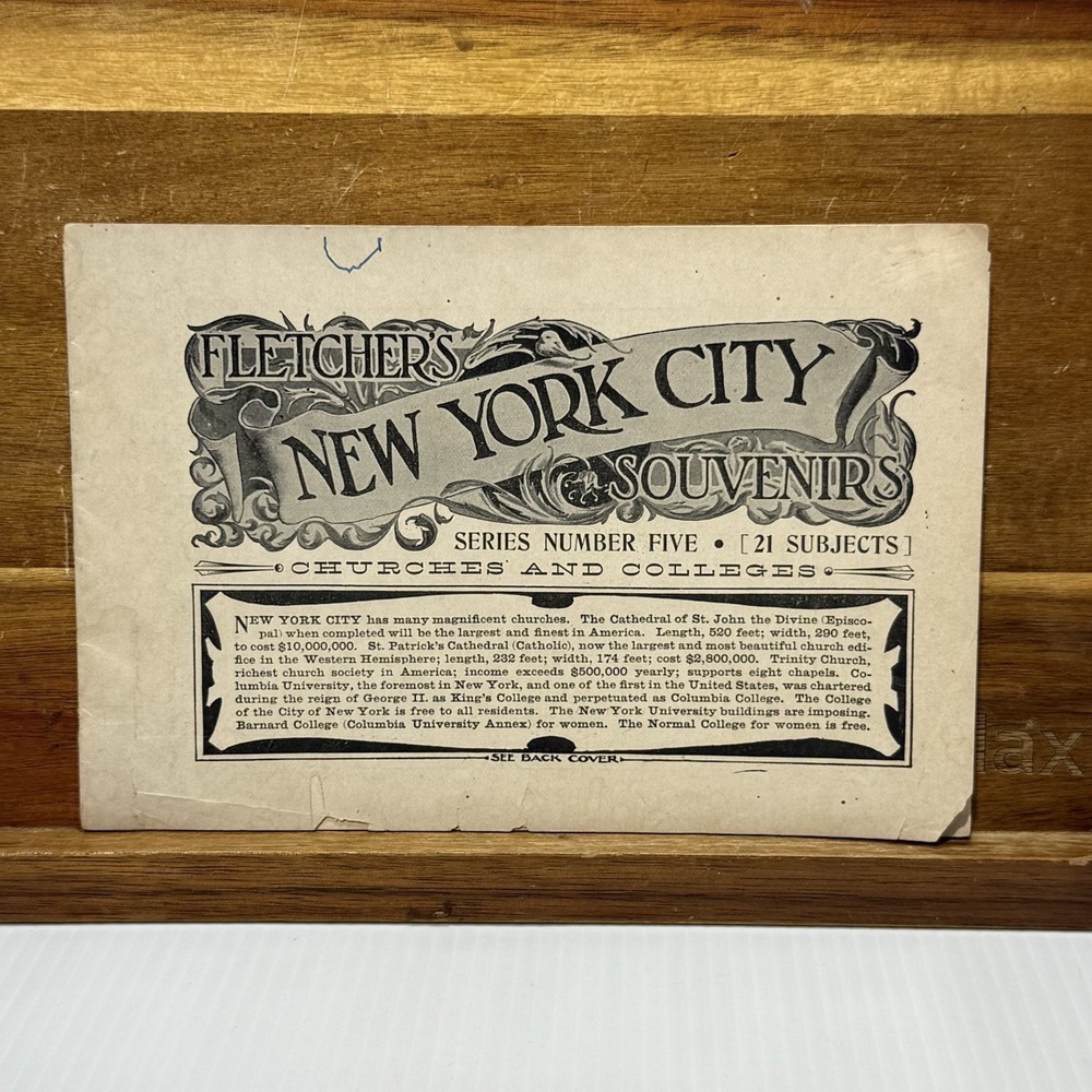 Antique Fletcher's New York City Souvenirs Series 5 Churches and Colleges c1905
